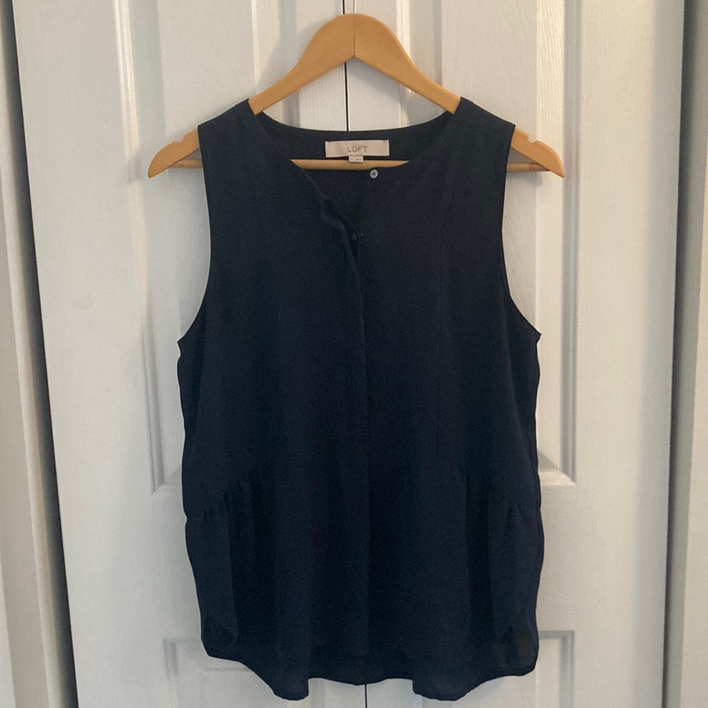 LOFT Navy Sleeveless Blouse Size S